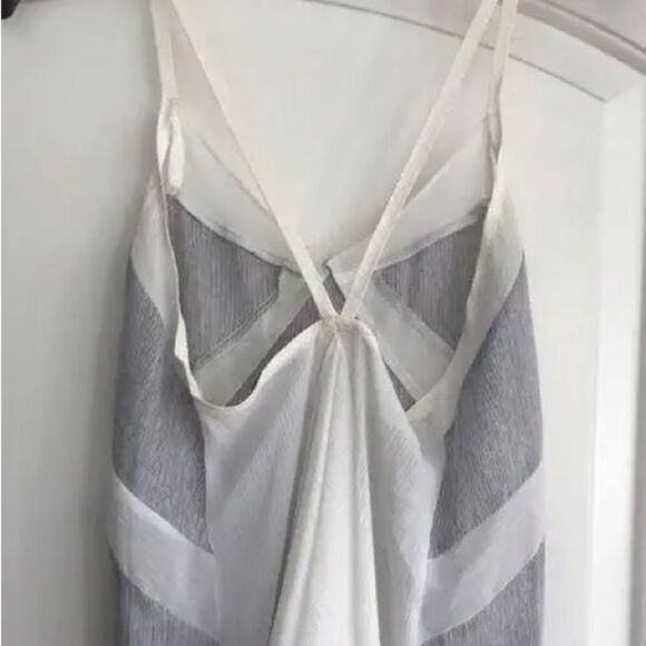 Zara White/Grey Striped Tank Top Waterfall Back small nwot - Picture 5 of 8